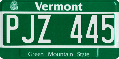 VT license plate PJZ445