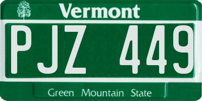 VT license plate PJZ449