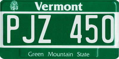 VT license plate PJZ450
