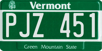 VT license plate PJZ451