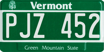VT license plate PJZ452
