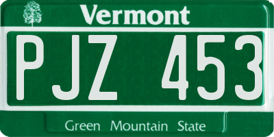 VT license plate PJZ453