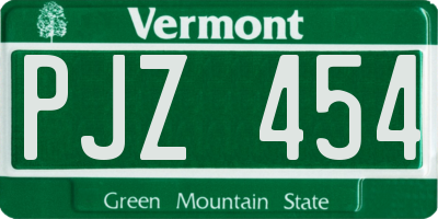 VT license plate PJZ454