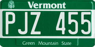 VT license plate PJZ455