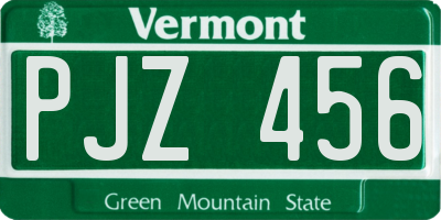 VT license plate PJZ456