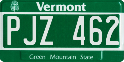 VT license plate PJZ462