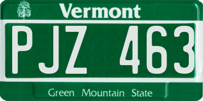 VT license plate PJZ463