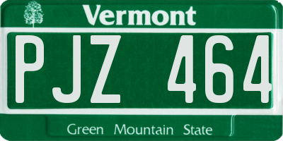 VT license plate PJZ464