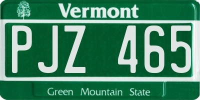 VT license plate PJZ465