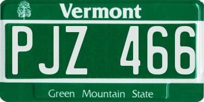 VT license plate PJZ466