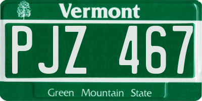 VT license plate PJZ467
