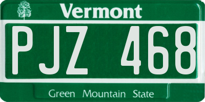 VT license plate PJZ468