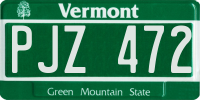 VT license plate PJZ472