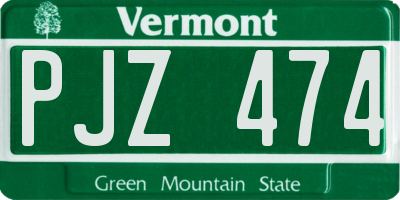 VT license plate PJZ474