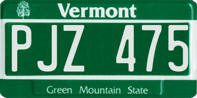 VT license plate PJZ475