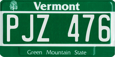 VT license plate PJZ476