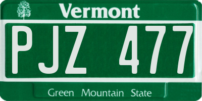 VT license plate PJZ477
