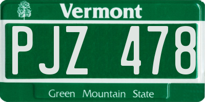 VT license plate PJZ478