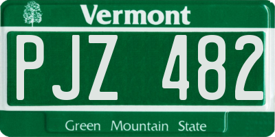 VT license plate PJZ482