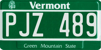 VT license plate PJZ489