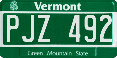 VT license plate PJZ492