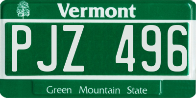 VT license plate PJZ496