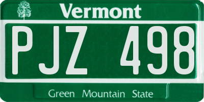 VT license plate PJZ498