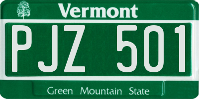 VT license plate PJZ501