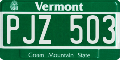 VT license plate PJZ503