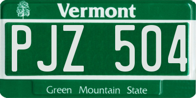VT license plate PJZ504