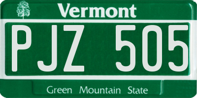 VT license plate PJZ505