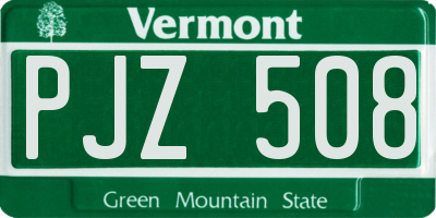 VT license plate PJZ508
