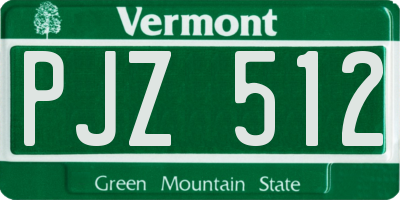 VT license plate PJZ512