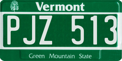 VT license plate PJZ513