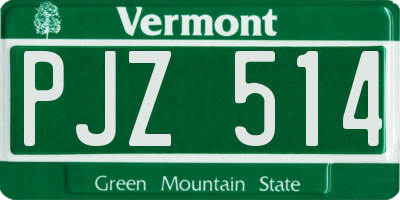 VT license plate PJZ514