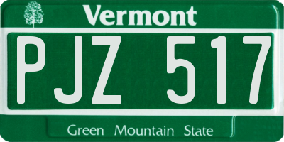 VT license plate PJZ517