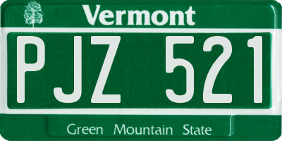VT license plate PJZ521