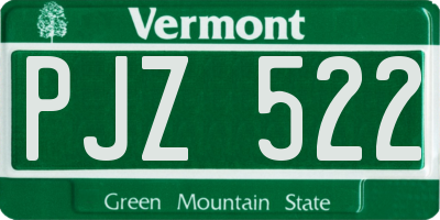 VT license plate PJZ522