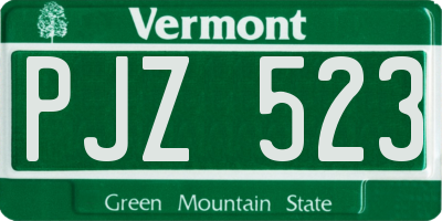 VT license plate PJZ523