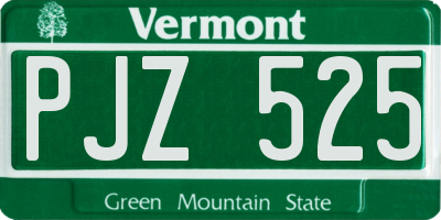 VT license plate PJZ525