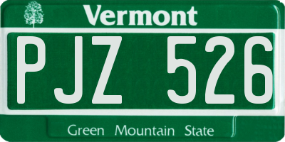 VT license plate PJZ526