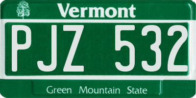 VT license plate PJZ532