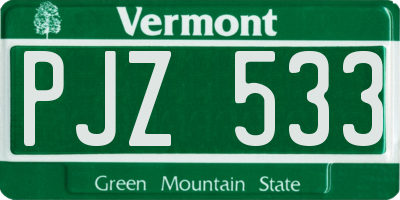 VT license plate PJZ533