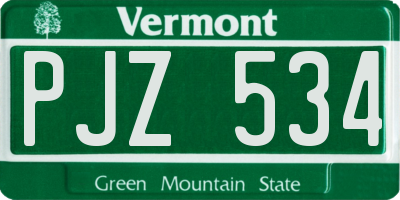 VT license plate PJZ534