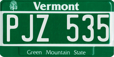 VT license plate PJZ535