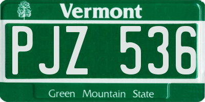 VT license plate PJZ536