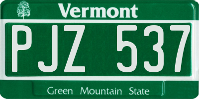VT license plate PJZ537