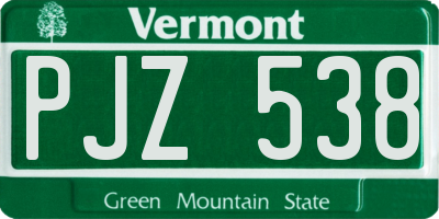 VT license plate PJZ538