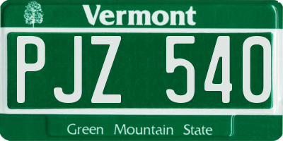 VT license plate PJZ540