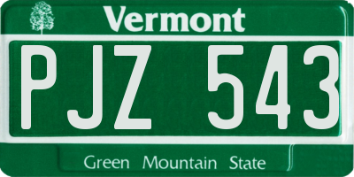 VT license plate PJZ543